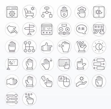 opción cuadrícula equipado conjunto con 32 256x256 Delgado línea íconos vector