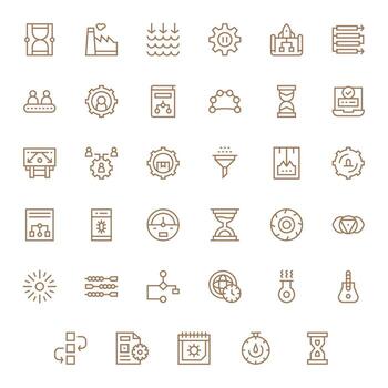 Process Icon Repository containing 35 Regular Line 64x64 Grid Fitted graphics vector