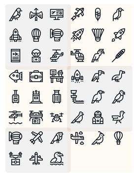 Flight Complete Package with 45 High Resolution Bold Line Display Perfect Icons vector