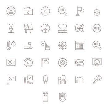 32 Icons inspired by Indicator in Grid Fitted 128x128 Thin Line quality vector