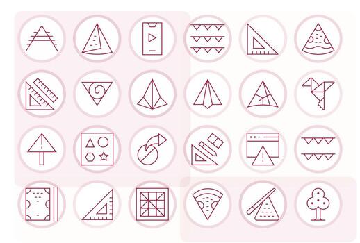 triángulo esencial conjunto incluso 24 editable Delgado línea 128x128 íconos vector