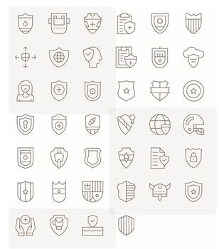 Thin Line Display Perfect Icons from Shield Set with 40 128x128 Icons vector