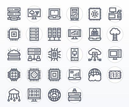 28 retina Listo negrita línea íconos optimizado para informática monitor Perfecto monitor vector