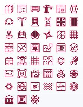 Framework Scalable Set featuring 45 PIXEL Perfect Bold Line 128x128 Icons vector