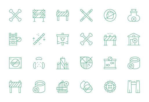 24 Retina Ready Icons for Keep Out in Editable Thin Line Format vector