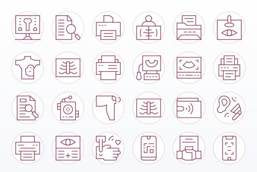 Scan Visual Pack containing 24 Thin Line Pixel Optimized Icons vector