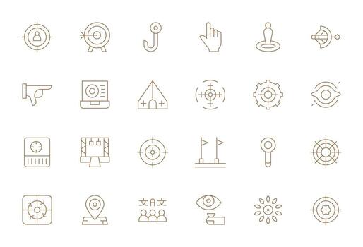 24 Icons inspired by Target in Grid Fitted 128x128 Thin Line quality vector