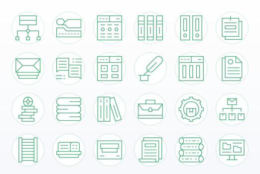 Folders Essential Set including 24 PIXEL Perfect Thin Line 256x256 Icons vector
