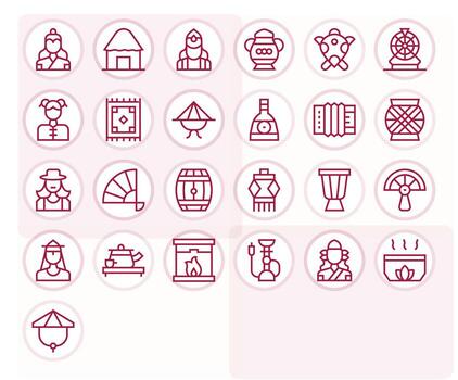 25 Grid Fitted Regular Line Icons designed for Traditional Interface vector