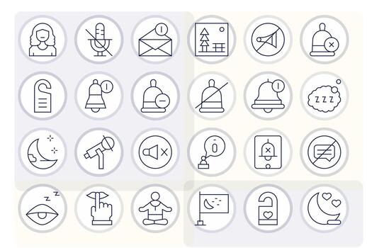 24 Thin Line Grid Fitted 64x64 Icons from Quiet Suite vector