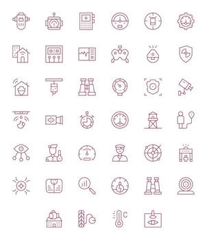 40 monitor Perfecto íconos temática alrededor supervisión en retina Listo Delgado línea formato vector