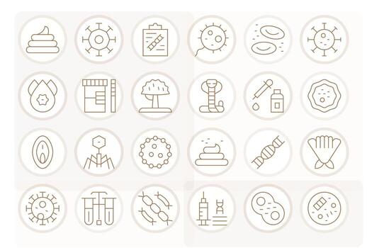 24 High Resolution Icons for Biological in Pixel Aligned Thin Line Format vector