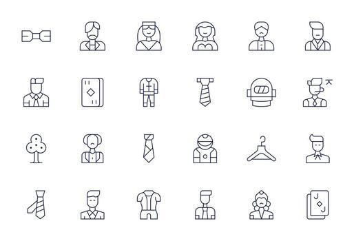 24 64x64 Thin Line Icons for Suit with Pixel Optimized precision vector