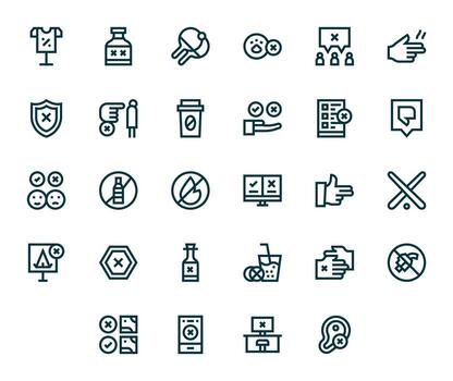 No Design Icons featuring 28 Pixel Optimized Bold Line Style vector