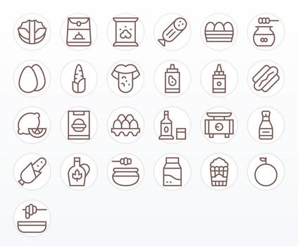 25 Icons for Foodstuff featuring High Resolution Editable Regular Line Graphics vector