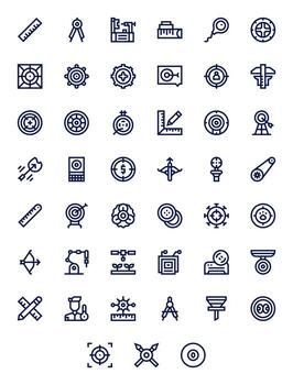 45 Icons for Precision optimized in Pixel Aligned 256x256 Bold Line resolution vector