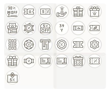 25 64x64 Regular Line Icons optimized for Voucher Editable display vector
