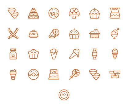 25 Icons inspired by Treat in Editable High Resolution Regular Line quality vector