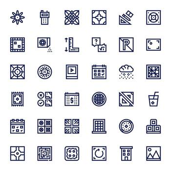 36 Bold Line Icons for Square in crisp High Resolution Display Perfect resolution vector