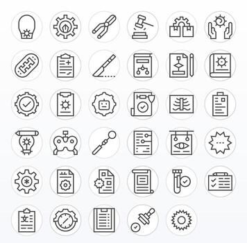 Procedure Modern Collection with 35 Regular Line 64x64 Display Perfect Icons vector