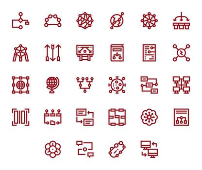 datos fluir moderno colección con 28 negrita línea retina Listo píxel alineado íconos vector