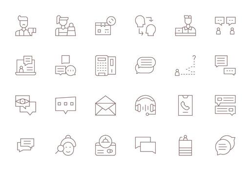 cliente Servicio moderno colección con 24 Delgado línea alto resolución monitor Perfecto íconos vector