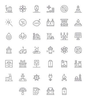 40 Thin Line Icons for Energy in crisp High Resolution Editable resolution vector