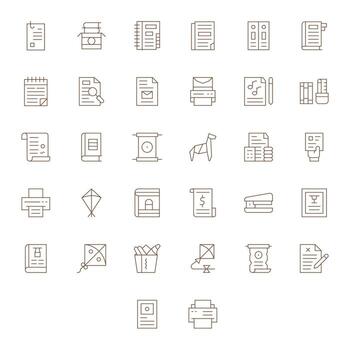 32 Thin Line Icons from Paper in 64x64 Display Perfect Quality vector