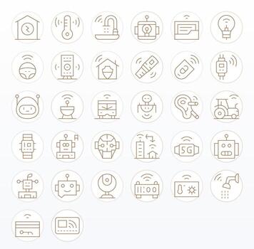 32 Delgado línea cuadrícula equipado íconos hecho a mano para inteligente retina Listo aplicaciones vector