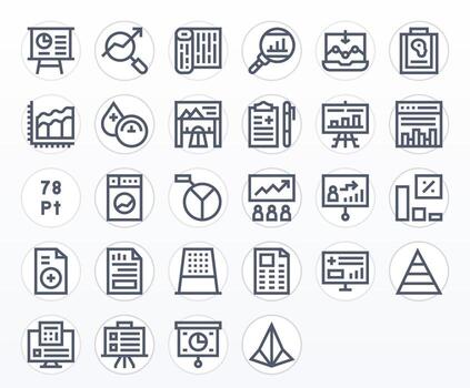 28 íconos inspirado por gráfico en editable alto resolución negrita línea calidad vector