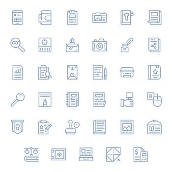 Document Professional Set with 35 Regular Line Grid Fitted Retina Ready Icons vector