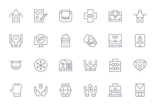 Protect Exclusive Set featuring 24 Thin Line PIXEL Perfect High Resolution Icons vector