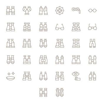 visión icono conjunto con 32 Delgado línea 64 x 64 píxel optimizado gráficos vector