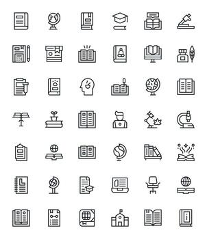 42 Regular Line Display Perfect Icons for Study Graphics vector