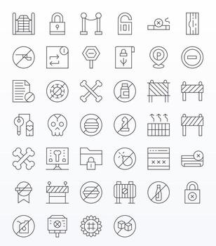 Restricted Complete Package with 40 64x64 Thin Line PIXEL Perfect Icons vector