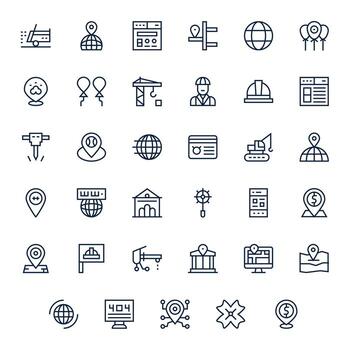 sitio icono conjunto con 35 regular línea 128x128 monitor Perfecto gráficos vector