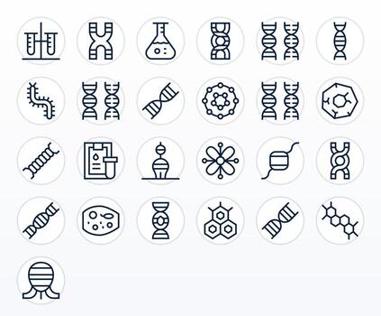 25 Regular Line Editable Icons crafted for Biochemistry High Resolution applications vector