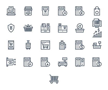 25 256x256 Regular Line Pixel Optimized Icons for Checkout Projects vector