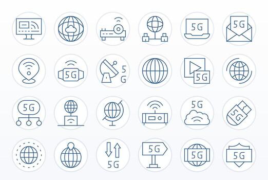 Internet Access Professional Set with 24 Thin Line Display Perfect High Resolution Icons vector