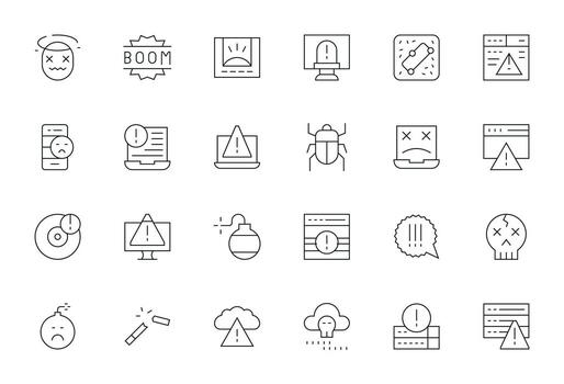 24 Thin Line Display Perfect Icons crafted for Crash Retina Ready applications vector