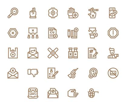 28 Bold Line Pixel Optimized 128x128 Icons from Reject Suite vector