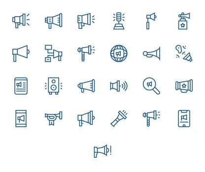 25 Regular Line PIXEL Perfect Icons crafted for Loudspeaker Retina Ready applications vector