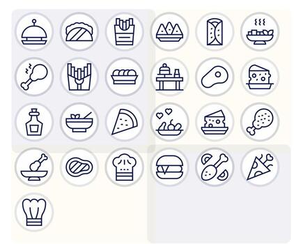 25 Regular Line Detail Enhanced Icons tailored for Appetizer 64x64 interface vector