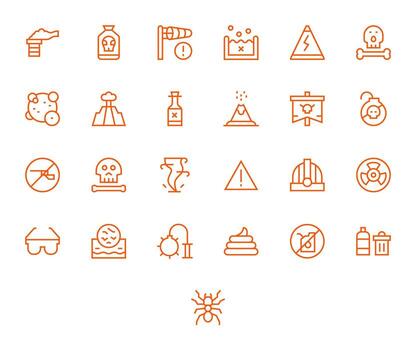 25 256x256 Regular Line Editable Icons for Hazardous Projects vector