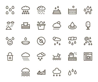 28 64x64 Bold Line Icons for Wet with Pixel Aligned precision vector