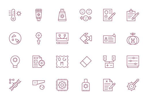 24 Editable Thin Line Icons designed for Modification Interface vector