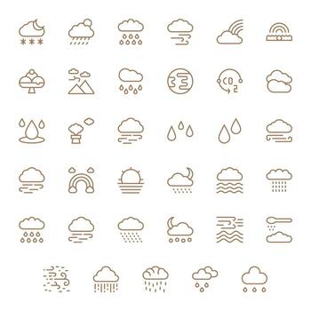 35 Regular Line Icons designed for Atmosphere in High Resolution Editable format vector