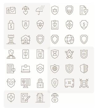 40 PIXEL Perfect Thin Line Icons designed for Safeguard Interface vector