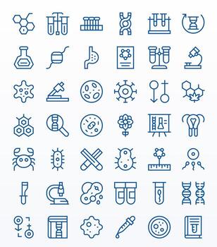 42 256x256 Icons for Biology in Editable Regular Line Format vector