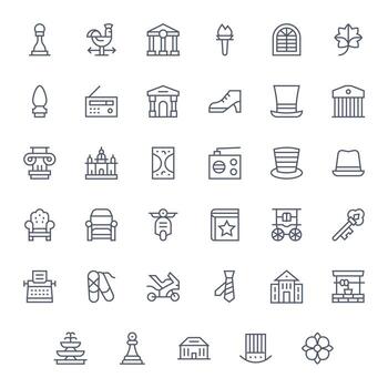 Classic Complete Package with 35 128x128 Regular Line Pixel Aligned Icons vector